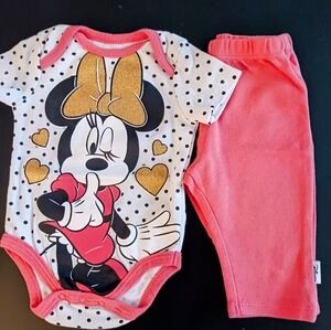 DISNEY'S MINNIE MOUSE SET baby girl o-3mos nwot